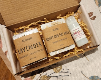 Self-Care Gift Set/ Bath Set Gift Box/ Organic Spa Gift/Hand-Made Soap Bars/ Wedding Gift Idea