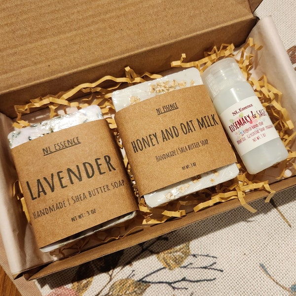 Set de regalo para el cuidado personal/ Caja de regalo para el baño/ Regalo de spa orgánico/ Jabones artesanales/ Idea de regalo de boda