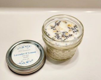 Lavender And Lemon Soy Wax Candle/ Handmade Scented Candle/ Lemon Candle/ Soy Wax Candle/ Fresh Scent Candle/ Home Decor