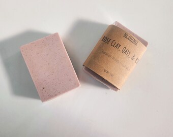Honey Oatmeal with Pink Clay Soap/ Nourishing Cleansing Soap/ Kaolin Clay Soap/ Natural Organic Soap