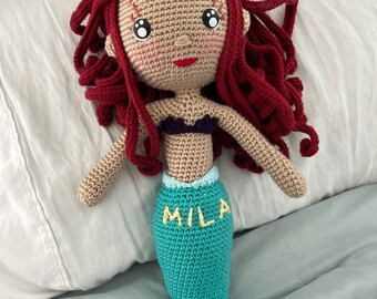 Personalized Mermaid Crochet Doll/ Handmade Gift/ Childrens Stuffed Doll