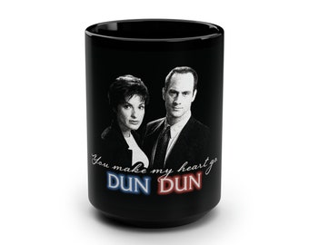 SVU You Make My Heart Go Dun Dun | Law and Order SVU Mug | Olivia Benson | Elliot Stabler | Law and Order Fan | SVU Valentine Mug, 15oz