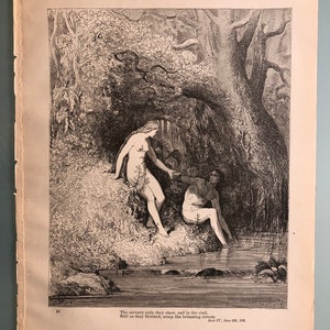 STREAM BREAK - Illustration by Gustave Doré - Original from "Milton's Paradise Lost" Circa 1885