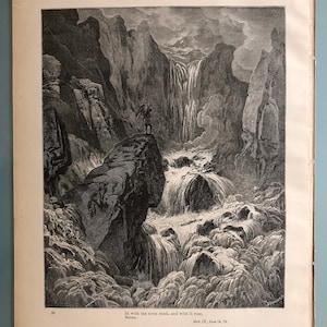 WATERFALL - Illustration by Gustave Doré - Original from "Milton's Paradise Lost" Circa 1885