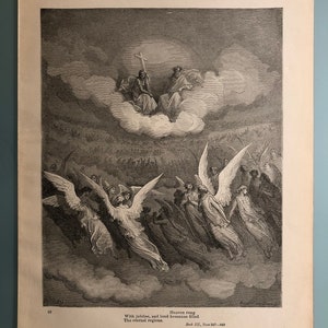 LOUD HOSANNAS - Illustration by Gustave Doré - Original from &quot;Milton&#39;s Paradise Lost&quot; Circa 1885