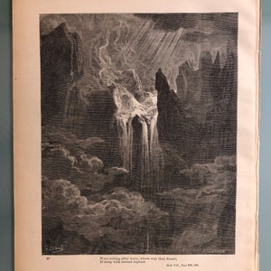 ROLLING WAVES - Illustration by Gustave Doré - Original from "Milton's Paradise Lost" Circa 1885