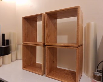 Handmade Oak Cube Shelve x1 pc Hanging Shelve Solid Wood 35cm X 35cm X 30cm D Made from light American oak 19mm boards