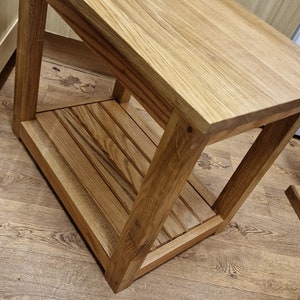Medium Oak Side Table | Solid Wood Slim Occasional/Coffee/Lamp/End/Console Stand real oak table