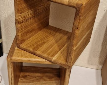 Handmade Oak Cube Shelves, Hanging Shelve Solid Oak Wood. 1 shelf . Made with dowels.  Beautiful shelf