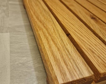 Oak duck board wooden natural wood bathroom rectangle SHOWER BATH MAT handmade Solid American Oak