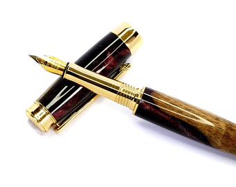 23k Gold Plated Nib Fountain Pen: Unique Resin Design