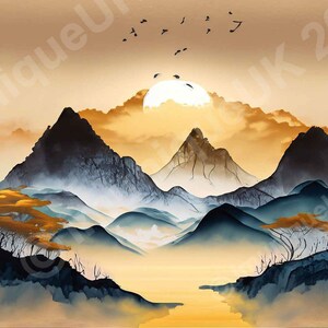 Digital Download Japanese Inspired Art printing perfect for sublimation prints for mugs or for t-shirts, Fantasy digital art in Jpeg PDF.