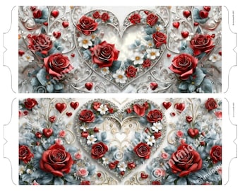 Valentine mug wraps Valentine gift digital art for printing, digital download of Valentine Rose wraps clipart for commercial use
