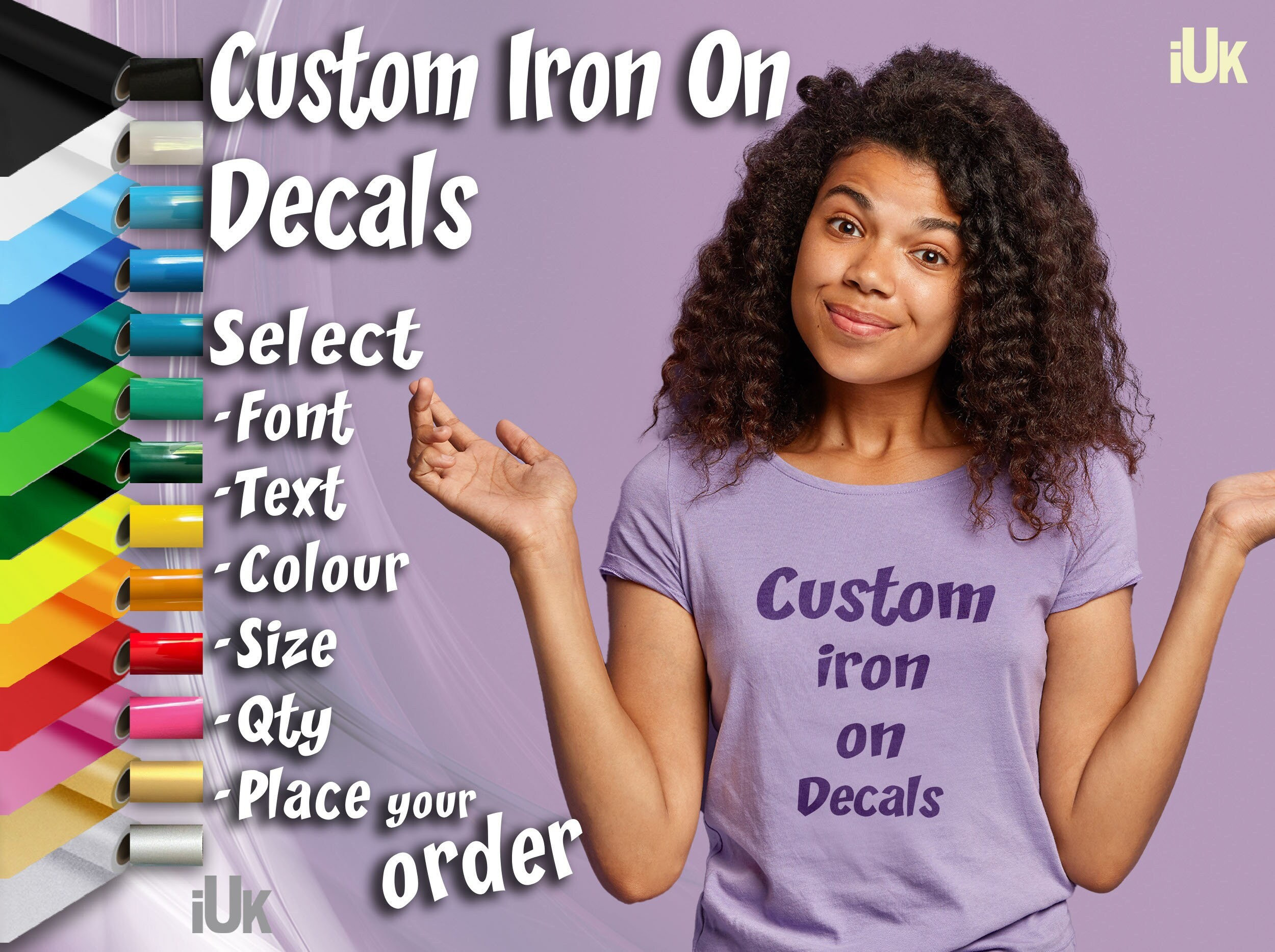 Custom Iron on FULL COLOR Vinyl Transfers, T-Shirt Printing Ready to Print  Personalised Text Name Logo Photo Bulk Vinyl…