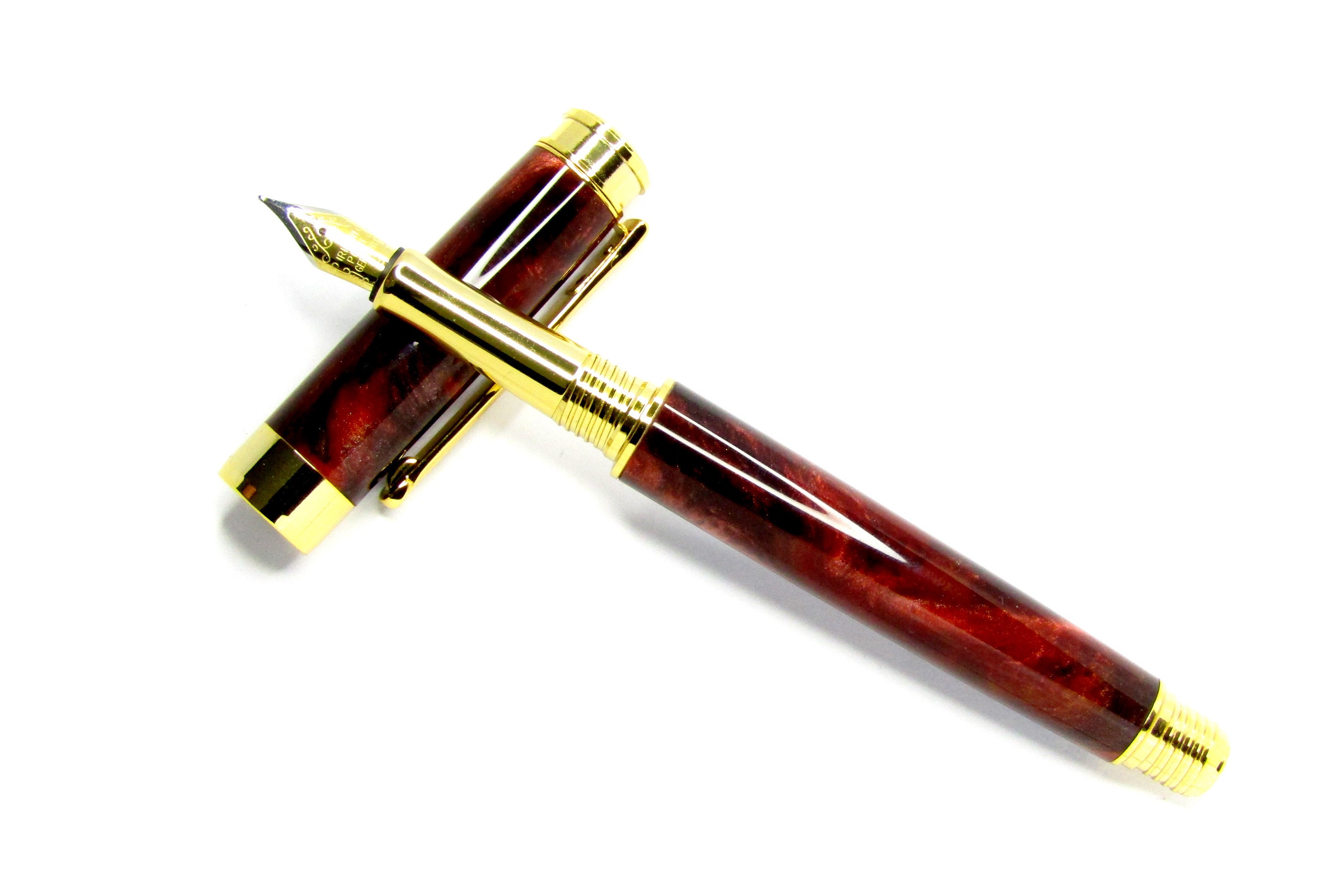 23k Gold Plated Nib Fountain Pen: Unique Resin Design