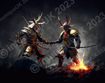 3D Samurai Warrior Art Print: Fantasy Design (Digital Download)