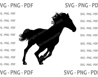 Running Horse SVG: Digital Cut Files for Cricut, Silhouette (PDF, PNG)