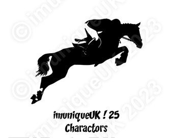 DIY custom iron on horse decal for T Shirts, show jumping with a male rider, personalised easy to use HTV Heat Transfer Vinyl.