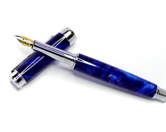 23k Gold Plated Nib Fountain Pen: Unique Resin Design