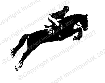 Show Horse Jumping Vinyl Decal: Woman Rider Silhouette