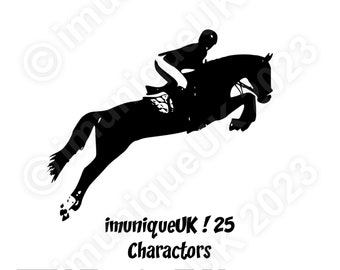 DIY custom iron on horse decal for T Shirts, show jumping with a female rider, personalised easy to use HTV Heat Transfer Vinyl.