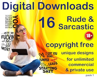 Rude Sarcastic SVG Designs: T-Shirt & Mug Printing (Digital Download)
