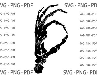 Skeleton OK hand digital download files SVG PNG Pdf for digital cutting machines. For craft with Cricut design space, Silhouette cutting /