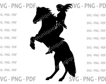 Horse Rearing Girl SVG: Digital Download for Cricut, Silhouette (PNG, PDF)