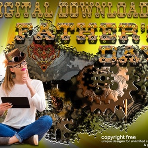 Vaderdag Steampunk digitale downloads voor mokken, auteursrechtvrije SVG PNG Jpg-ontwerpen om af te drukken en te knippen voor papa T-shirts, cadeaus voor papa-kaarten