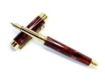 Handmade Fountain Pen: 23k Gold Nib, Unique Resin Design