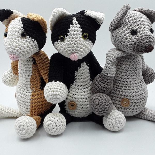 Crochet Cat, Soft Cat, Cuddly toy, Tabby Cat, Ginger Cat, Black and White Cat, Calico Cat Kitty, Handmade Cat, Cat Amigurumi, Cat