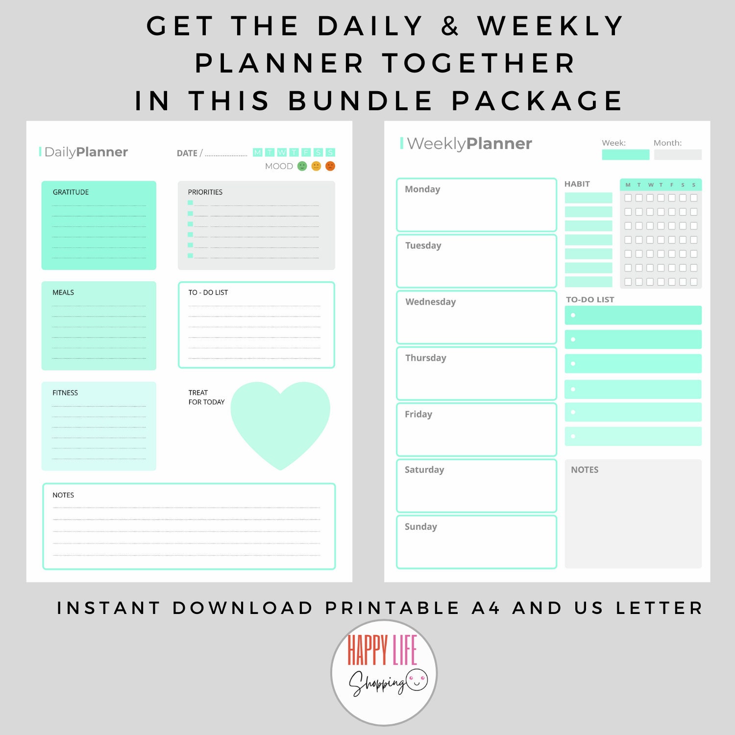 Printable Daily & Weekly Planner Bundle (digital Download) - Etsy