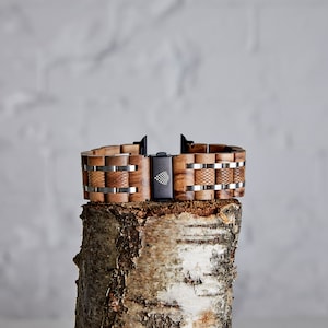 Apple Watch-bandje, houten Apple Watch-band, houten horlogearmband, herenaccessoires en horloges, veganistisch horlogebandje, technische accessoires ~The Olive
