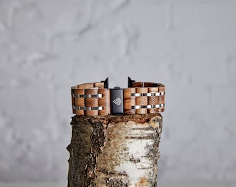 Bracelet olive pour Apple Watch - Bracelet pour Apple Watch en bois naturel recyclé fait main