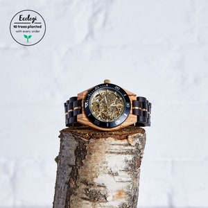 Wooden Mechanical Watch, Modern Wrist Watch, Analog Watch For Men, Eco Friendly Watch, Accessories And Watches, Holiday Gifts ~ The Rosewood
