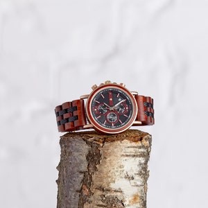 The Redwood Handgemaakt houten horloge voor heren afbeelding 1