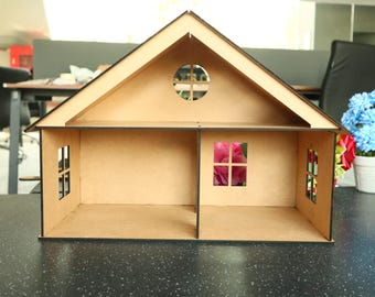 Laser Cut Wooden Dollhouse Template Free Vector