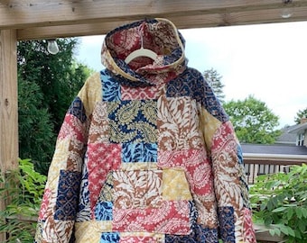 Quilted Hoodie Hoodie Made From Quilt Repurposed Quilt Hooded Jacket Sewn  From Quilt -  Sweden