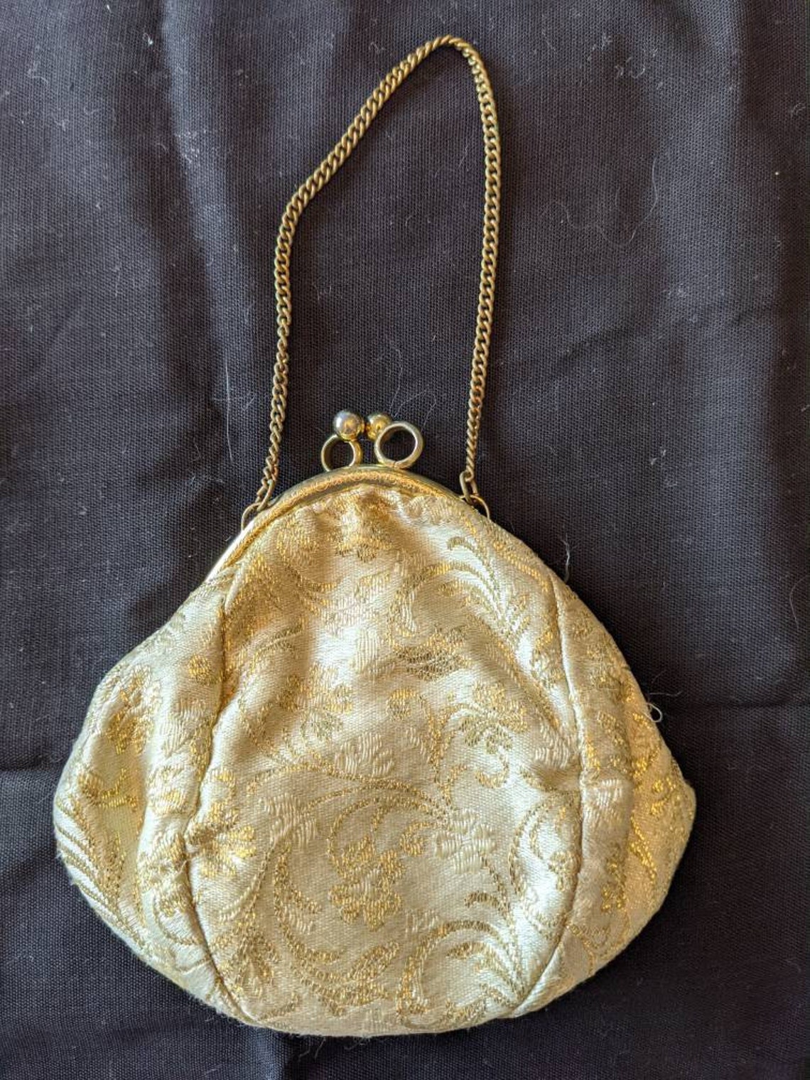 Small vintage gold brocade bag | Etsy