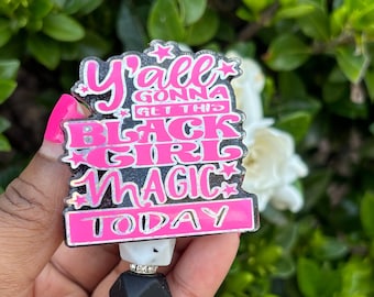 Black Girl Mark Glitter Badge Reel