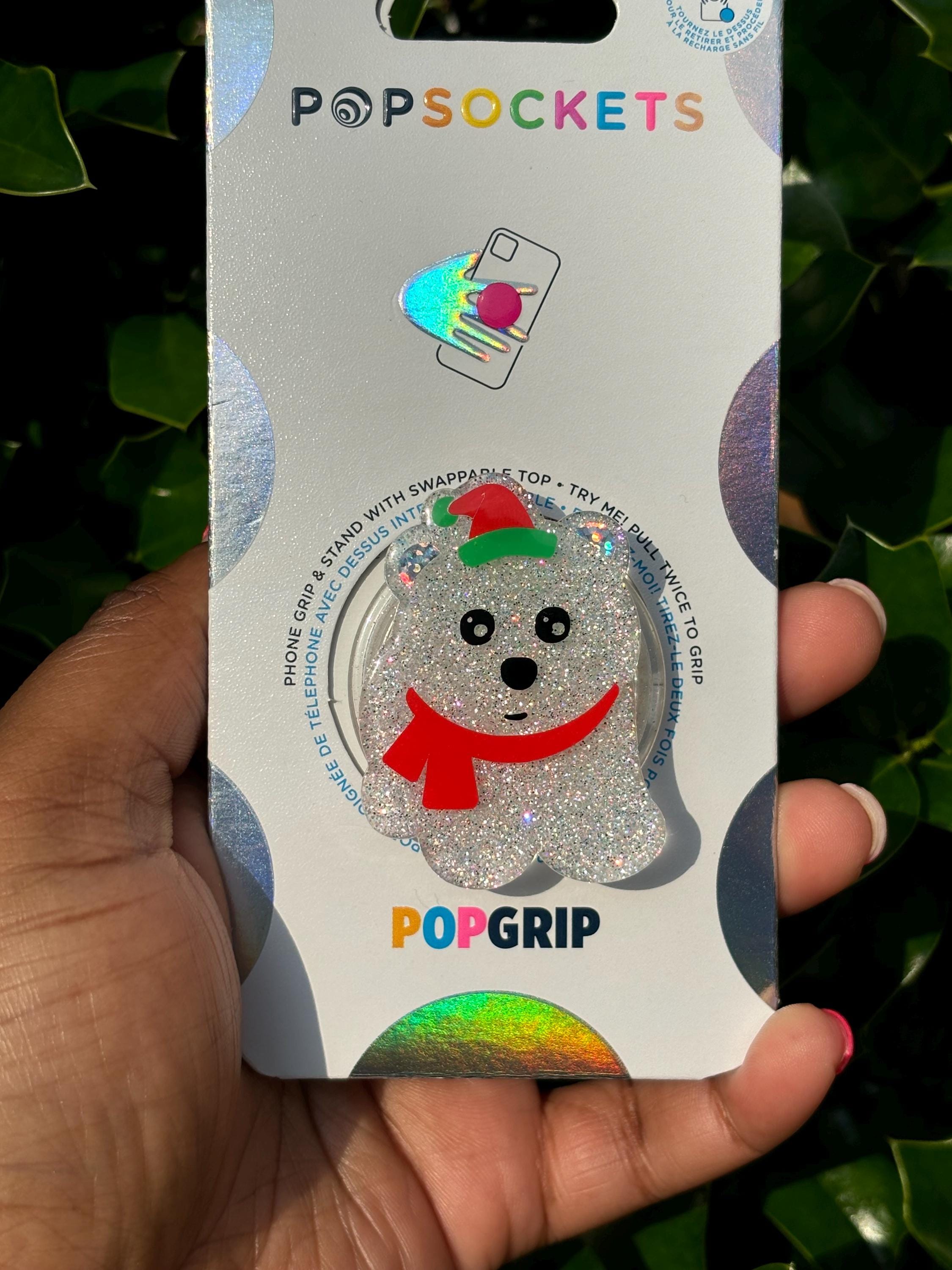 Pop Grip Popsockets Llc Polar Bear Glitter Popsocket/pop Grip
