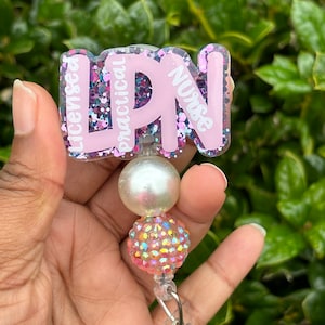Custom LPN Glitter Badge Reel