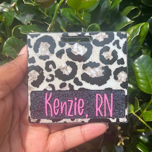 Custom Champagne Glam Leopard Glitter Badge Buddy