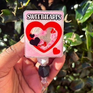 Candy Sweethearts Shaker Glitter Badge Reel