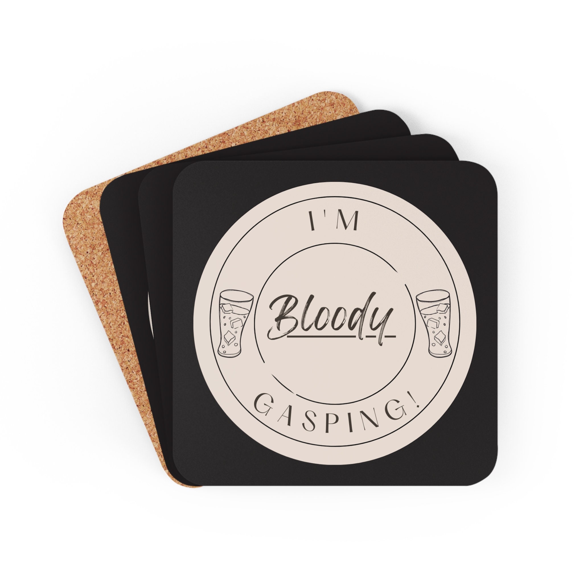 Corkwood Coaster Set British Slang i'm Bloody Etsy UK