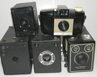 Job lot vintage box cameras