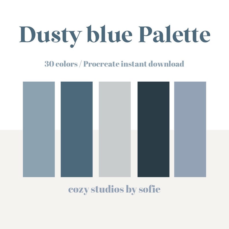 Dusty Blue Color Palette Color Palettes Procreate Color Etsy