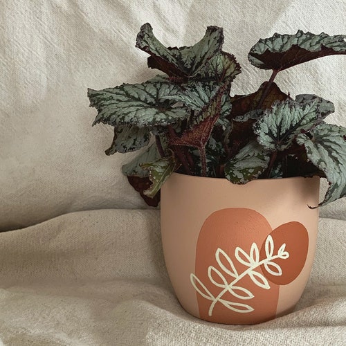 Hand Painted Indoor Plant Pot No Drainage 4 Sizes Matte Etsy