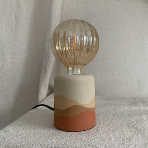 Hand Painted Table Lamp | Exposed Bulb | Boho Home | Matte, Textured Finish | Desk Light | UK Only | Desert Landscape Style