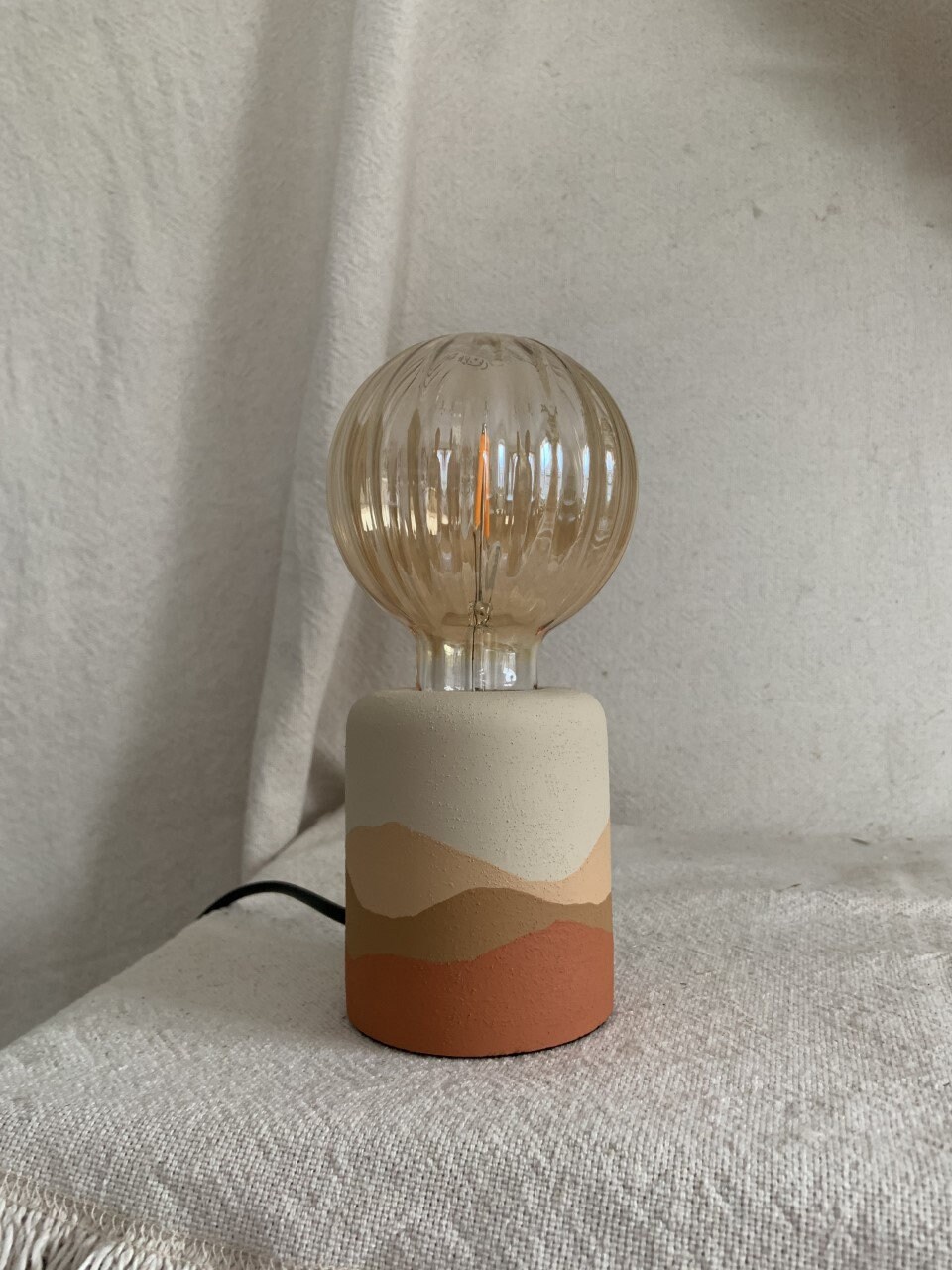Hand Painted Table Lamp Exposed Bulb Boho Home Matte Etsy UK